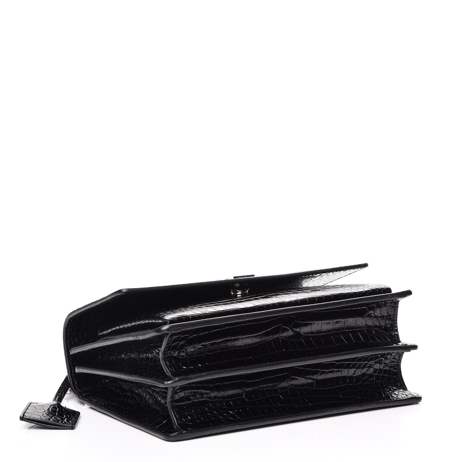 Saint Laurent Calfskin Crocodile Embossed Medium Monogram Sunset Black 4 of 7