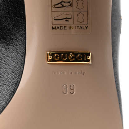 Gucci Quentin Goatskin Bee Star Embroidered GG Marmont Fringe 50mm Loafer Pumps 39 Black 7 of 9