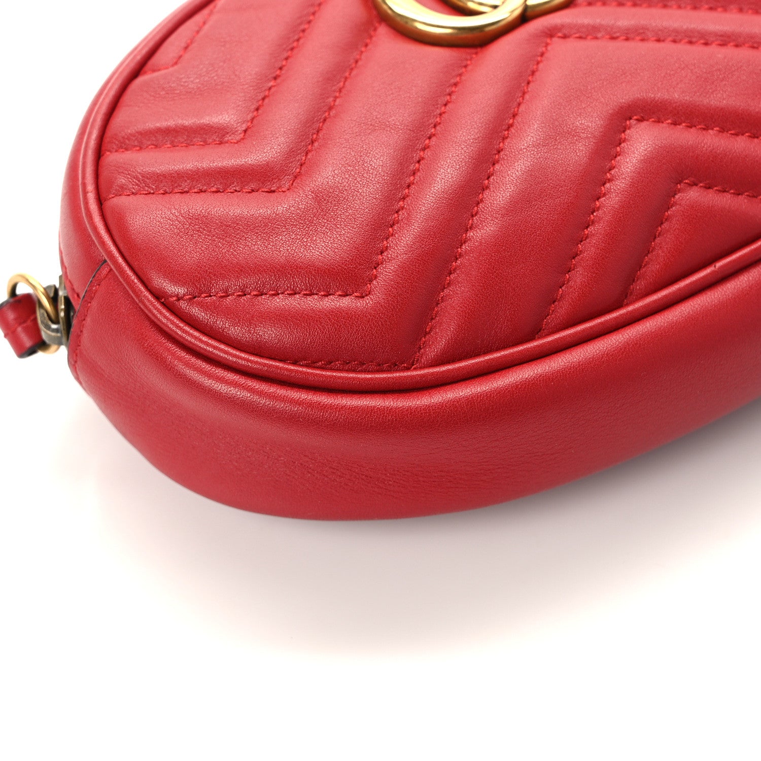Gucci Calfskin Matelasse GG Marmont Belt Bag 75 30 Hibiscus Red 11 of 15
