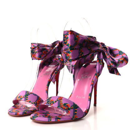 Christian Louboutin Crepe Satin Naja Chain Sandale Du Desert 100 Ankle Wrap Sandals 36.5 Gummy 3 of 9