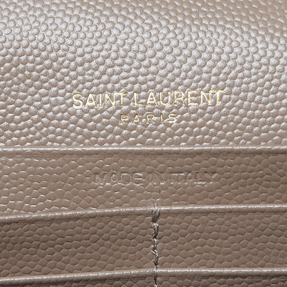 Saint Laurent Grain De Poudre Matelasse Chevron Monogram Chain Wallet Light Taupe 7 of 9