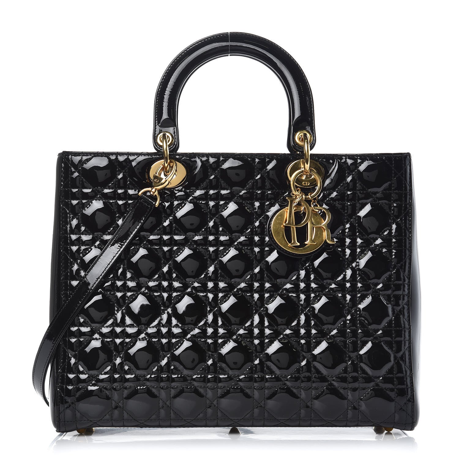 Christian Dior Patent Cannage Large Lady Dior Black 1 of 10
