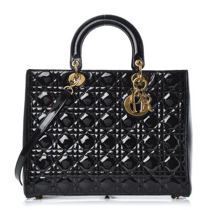 Christian Dior Patent Cannage Large Lady Dior Black 1 of 10