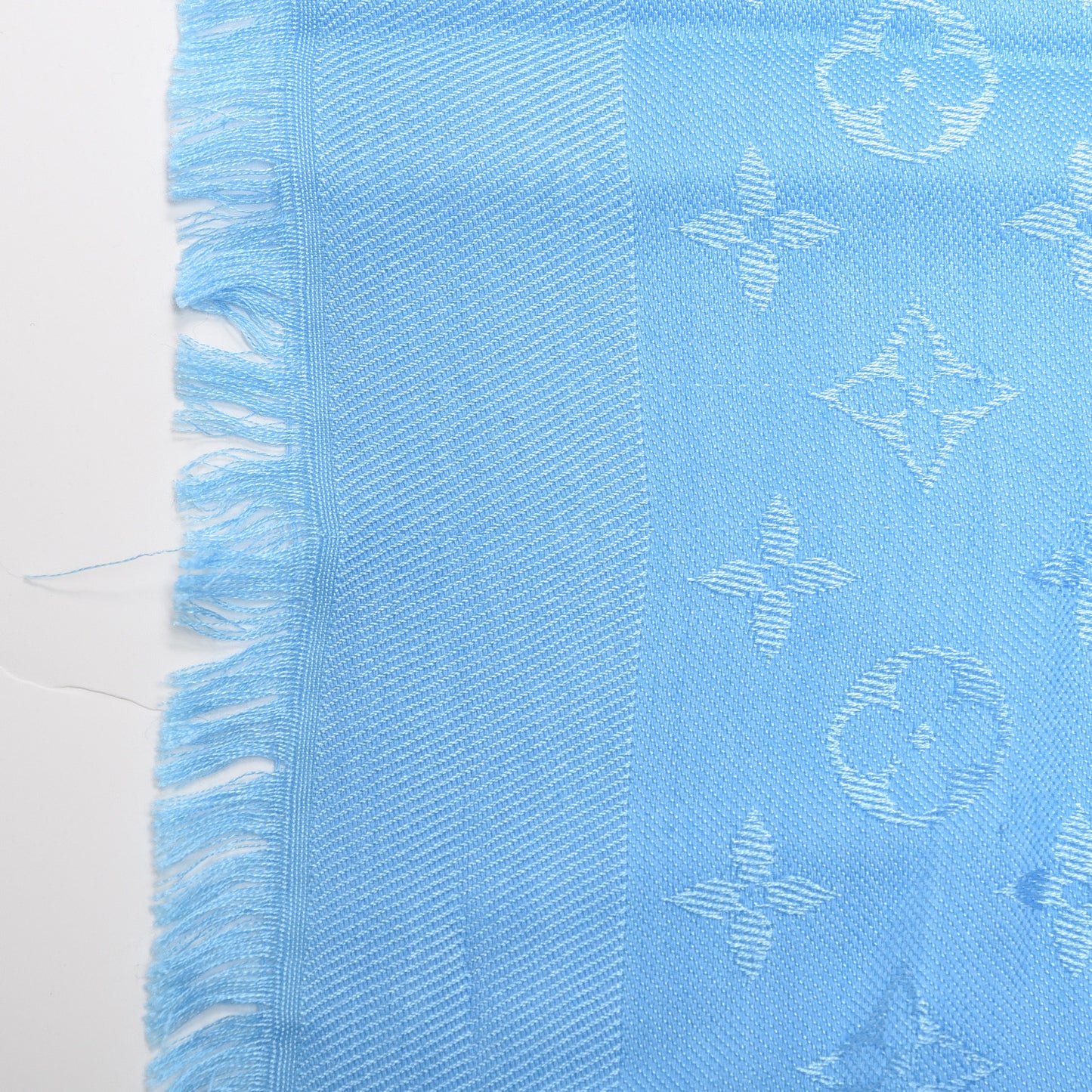 Silk Wool Monogram Shawl Blue