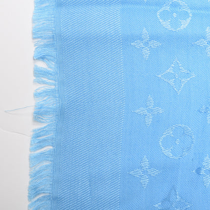 Louis Vuitton Silk Wool Monogram Shawl Blue 3 of 5