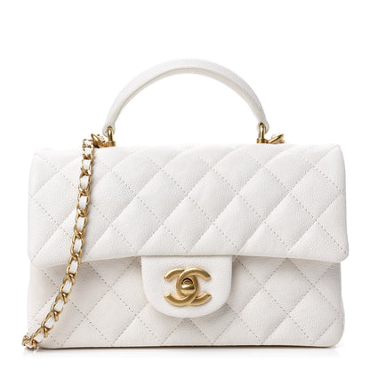 Chanel Caviar Quilted Mini Top Handle Rectangular Flap White 1 of 10