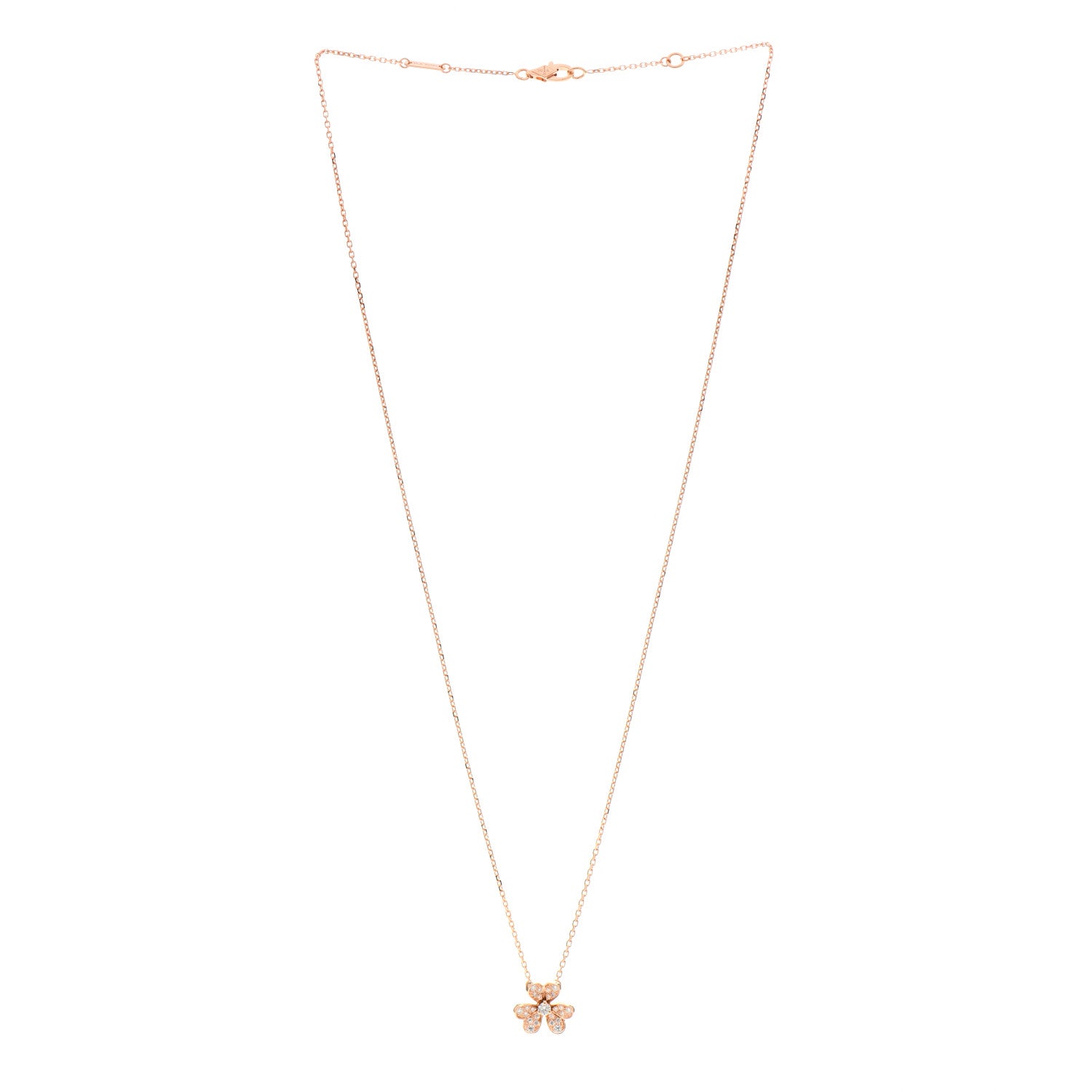 Van Cleef & Arpels 18K Rose Gold Diamond Mini Frivole Pendant Necklace 2 of 5