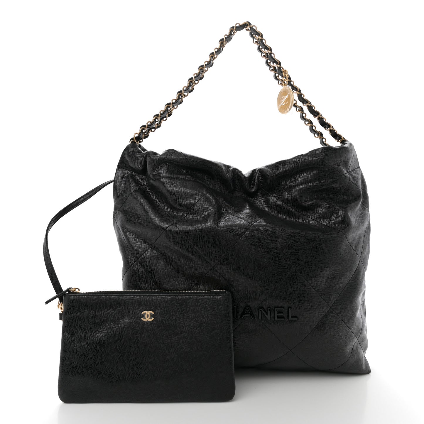 Shiny Caviar Quilted Monochrome Chanel 22 Black