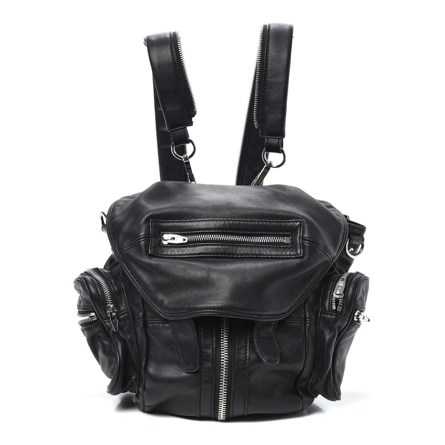 Alexander Wang Lambskin Marti Backpack Bag Washed Black Rhodium Hardware 1 of 9