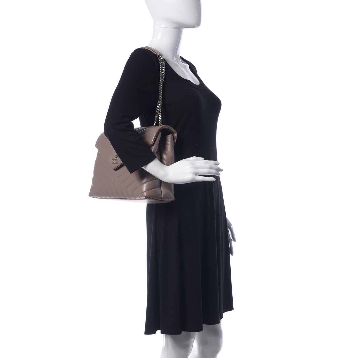 Calfskin Y Quilted Monogram Medium Loulou Chain Satchel Mink