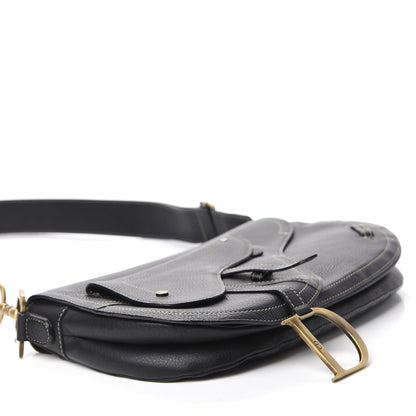 Christian Dior Grained Calfskin Double Saddle Bag Black 4 of 10
