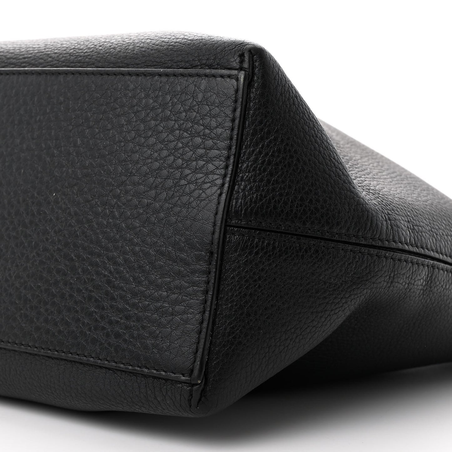Grained Calfskin Rockstud Shoulder Tote Black