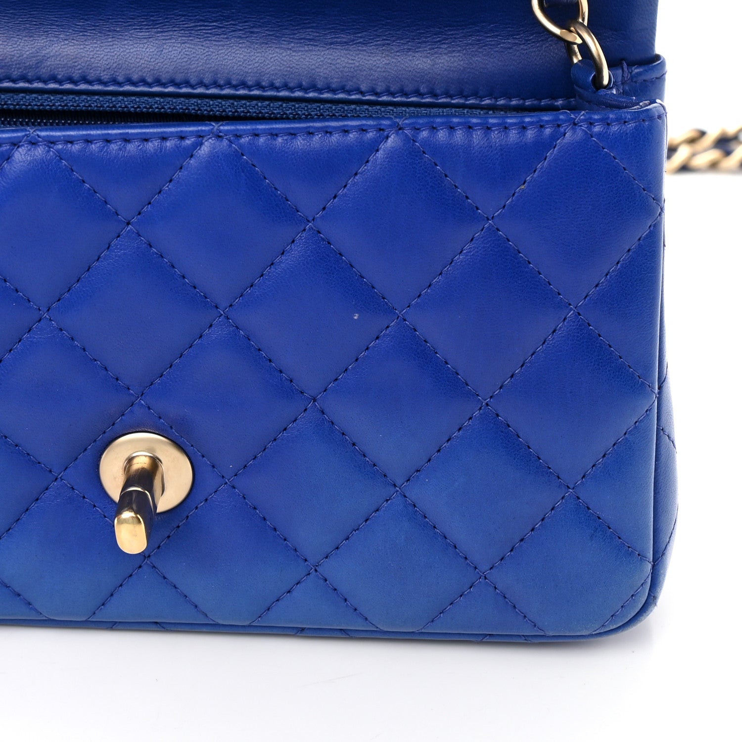 Chanel Lambskin Quilted Mini Rectangular Flap Blue 14 of 22