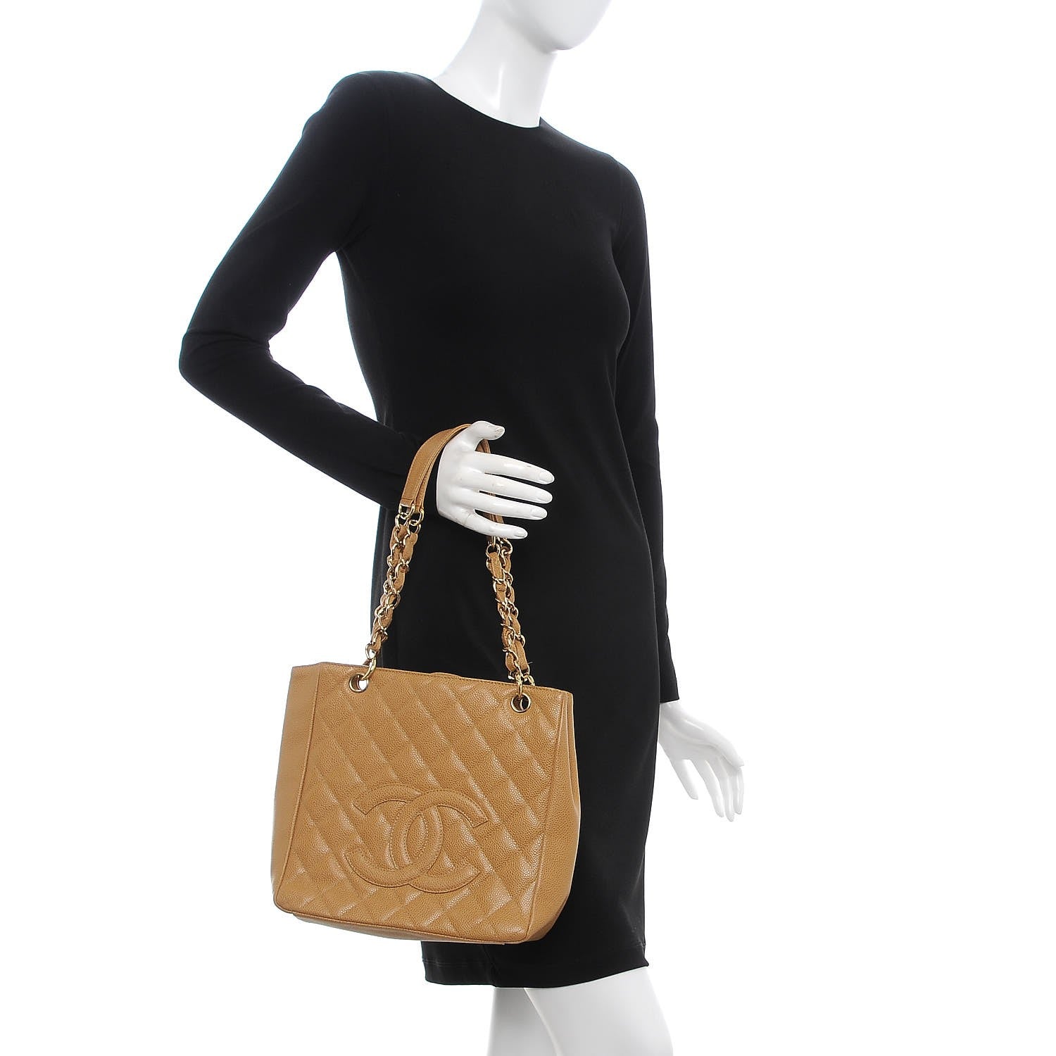 Chanel Caviar Quilted Petit Shopping Tote PST Beige 2 of 11
