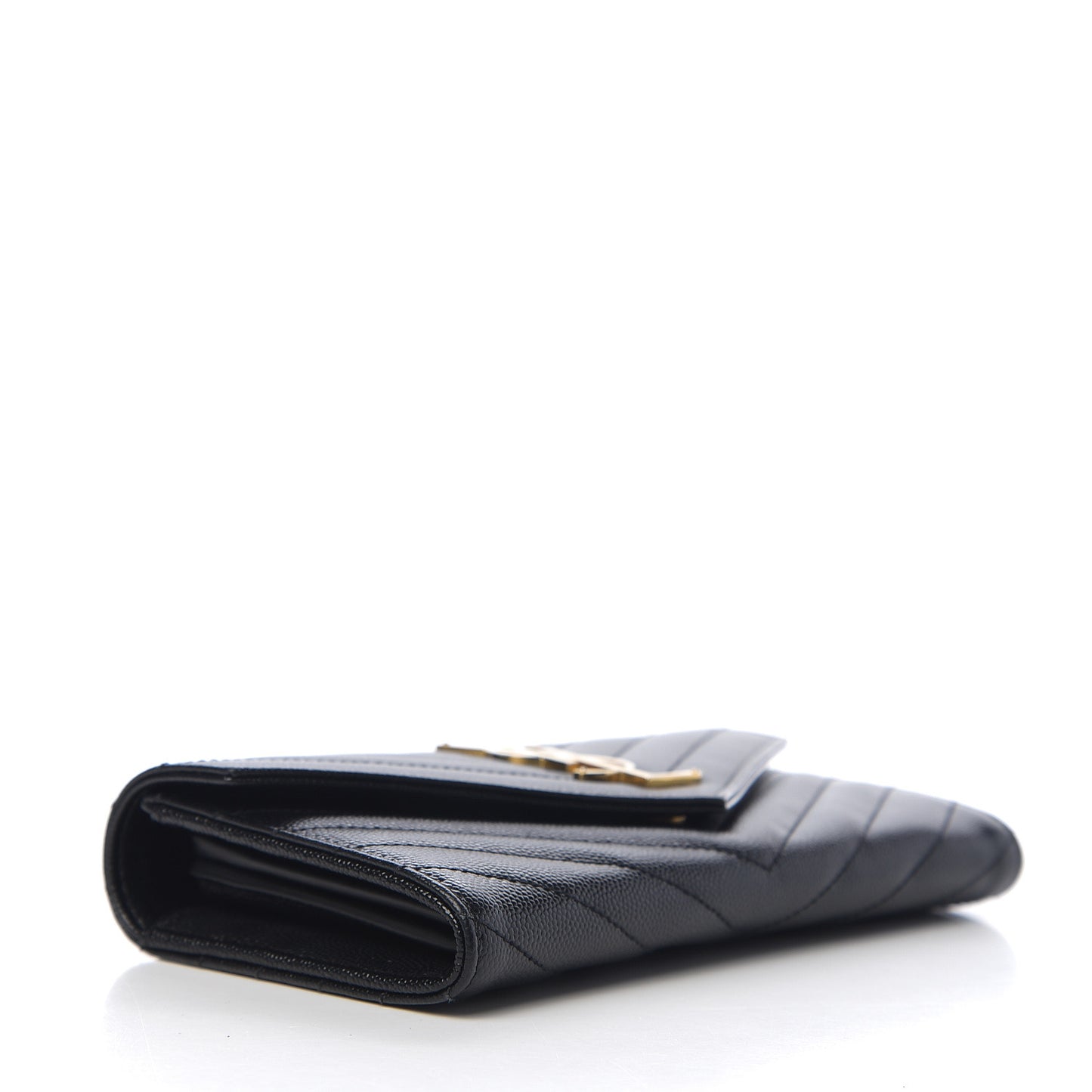 Grain De Poudre Matelasse Chevron Monogram Flap Wallet Black