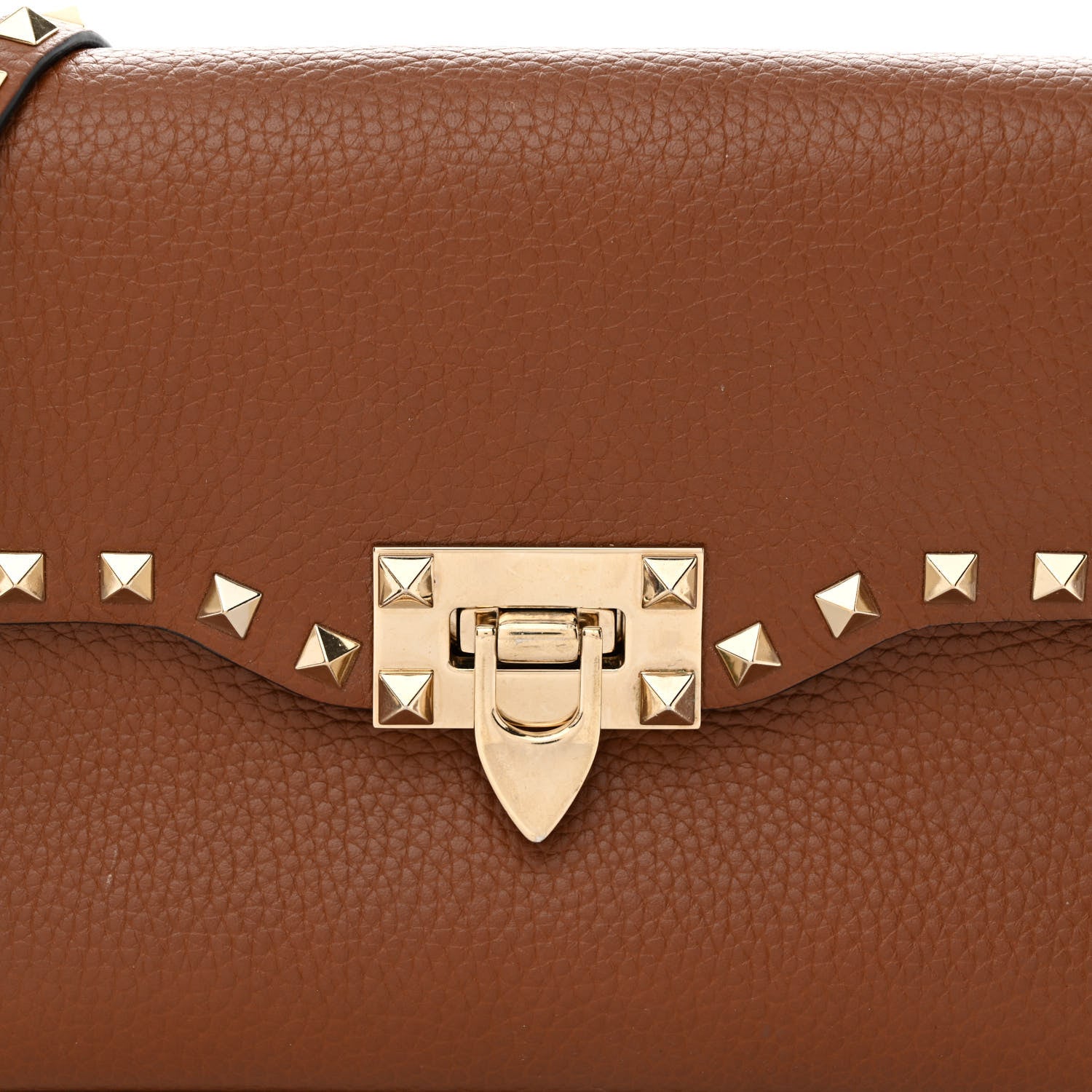 Valentino Garavani Pebbled Calfskin Medium Rockstud Flip Lock Crossbody Bag Bright Cognac 9 of 16