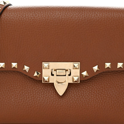 Valentino Garavani Pebbled Calfskin Medium Rockstud Flip Lock Crossbody Bag Bright Cognac 9 of 16
