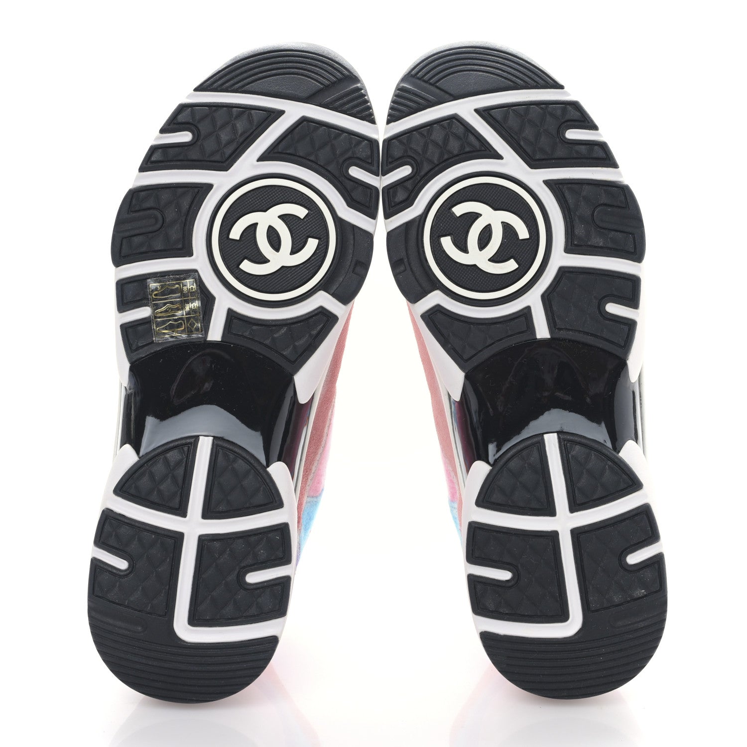 Chanel Fabric Suede Calfskin CC Sneakers 38.5 White Multicolor 5 of 8