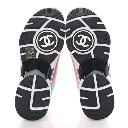 Chanel Fabric Suede Calfskin CC Sneakers 38.5 White Multicolor 5 of 8