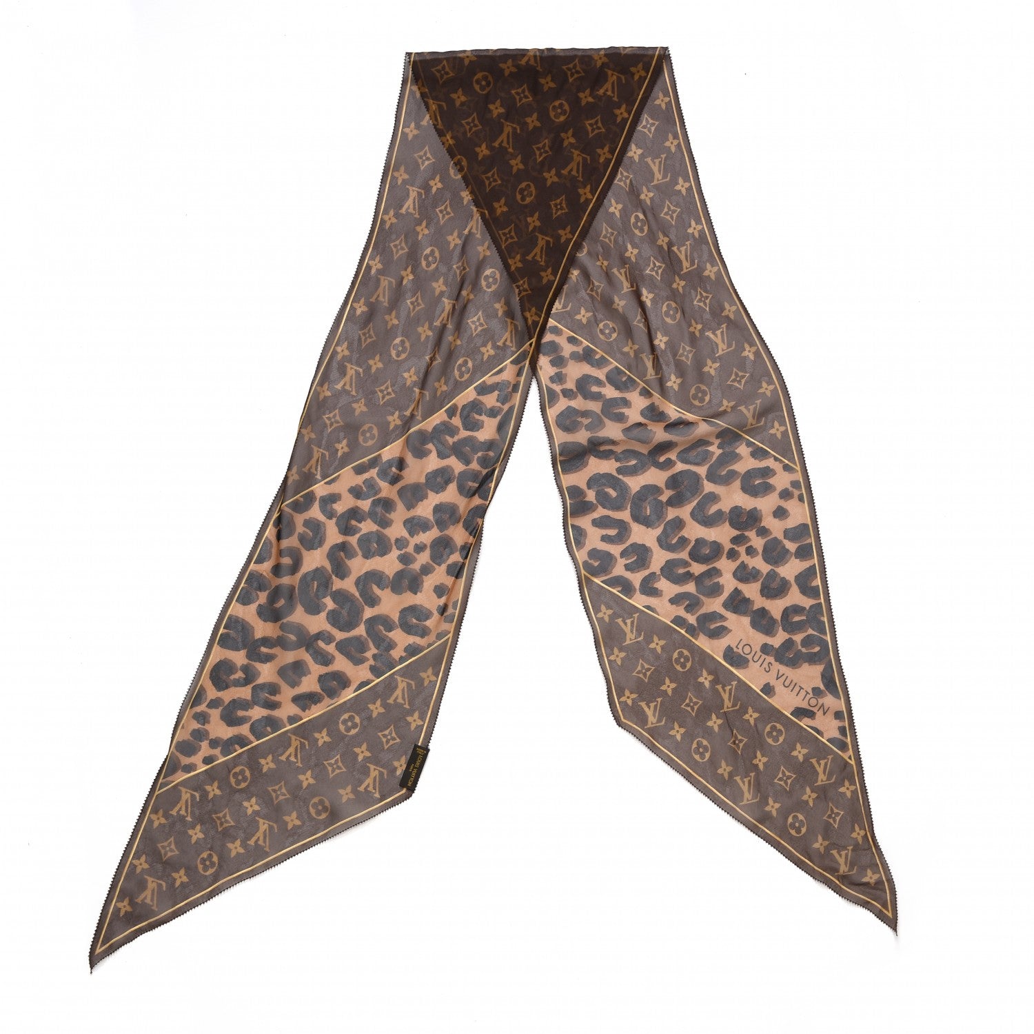 Louis Vuitton Silk Crepe Leopard Monogram Scarf 3 of 6