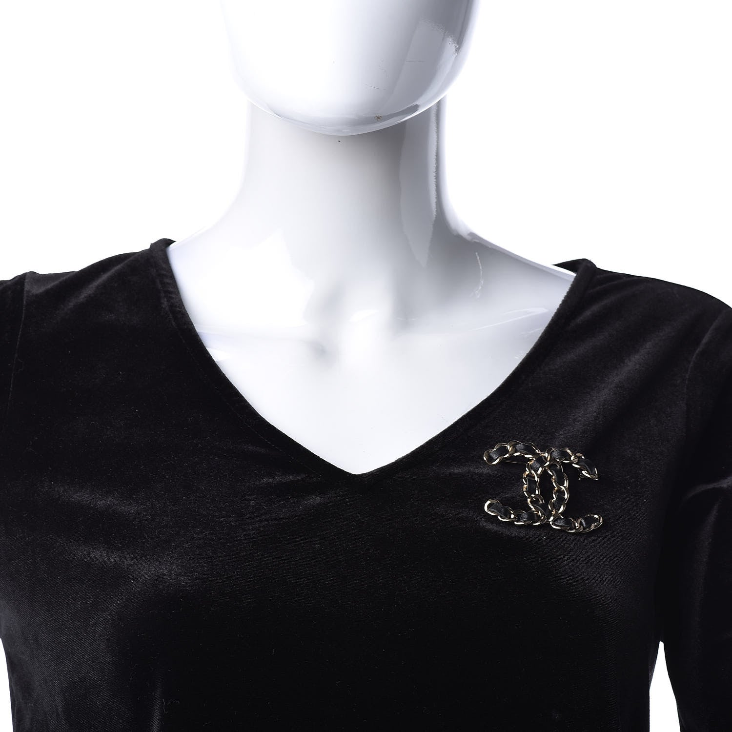 Chanel Lambskin Chain CC Brooch Black Gold 2 of 5