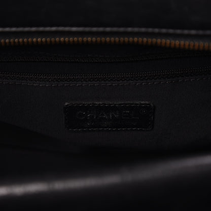 Chanel Calfskin Quilted Double Stitch Large Boy Tote Black 8 of 9