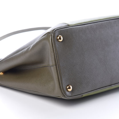 Prada Saffiano Lux Colorblock Medium Galleria Double Zip Tote Edera Militare 8 of 10