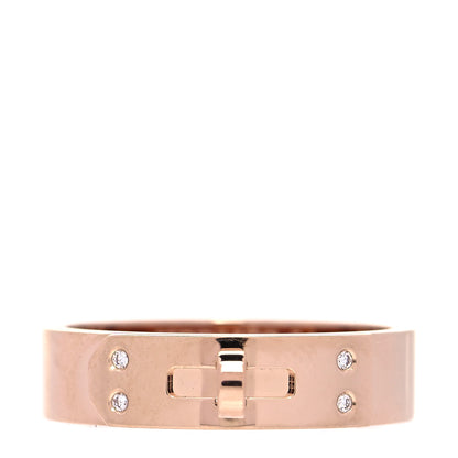 Hermes 18K Rose Gold Diamond PM Kelly Ring 54 6.75 1 of 10