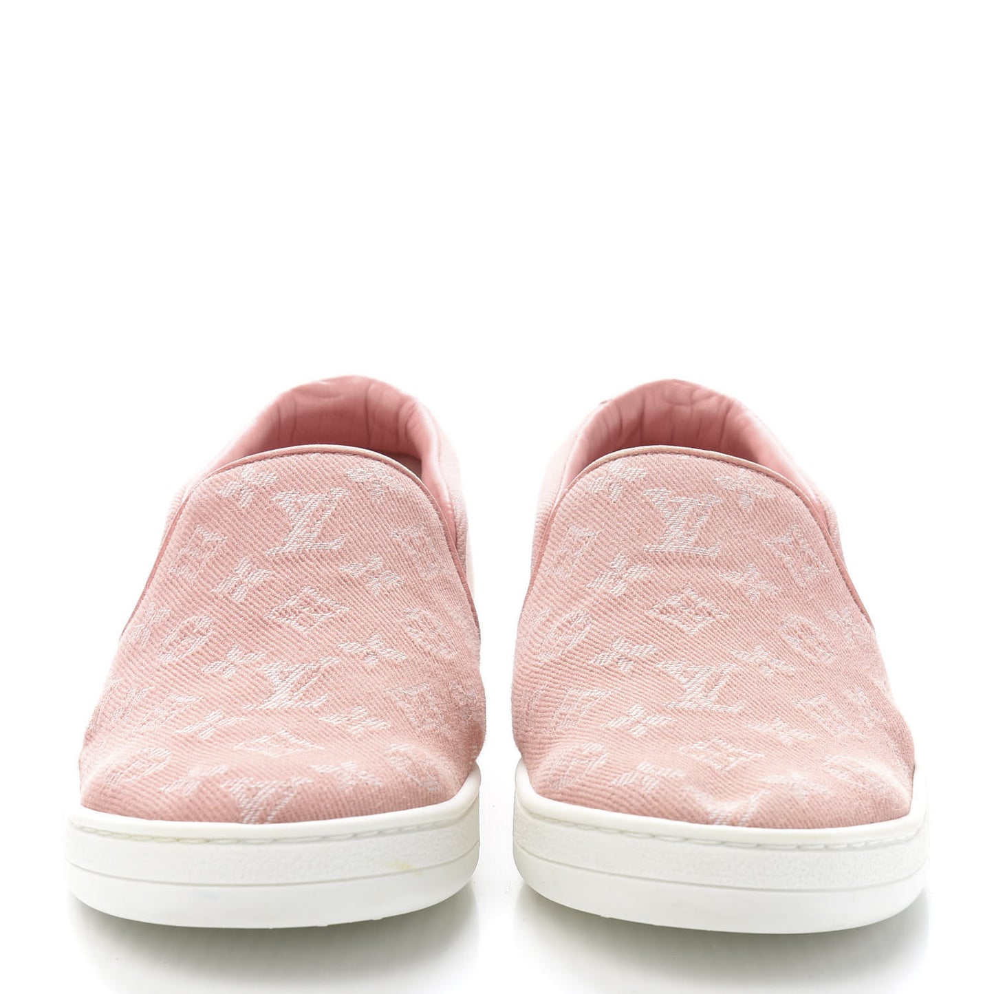 Monogram Denim Trocadero Slip On Sneakers 35 Pink