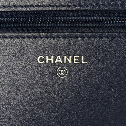 Chanel Tweed Quilted Chanel 19 Wallet On Chain WOC Ecru Navy Blue Multicolor 7 of 10