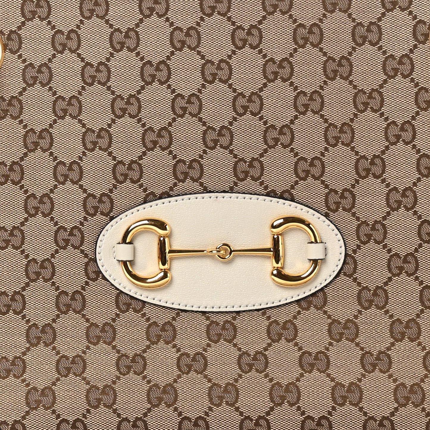 Monogram Calfskin Medium Horsebit 1955 Tote Bag Beige Mystic White