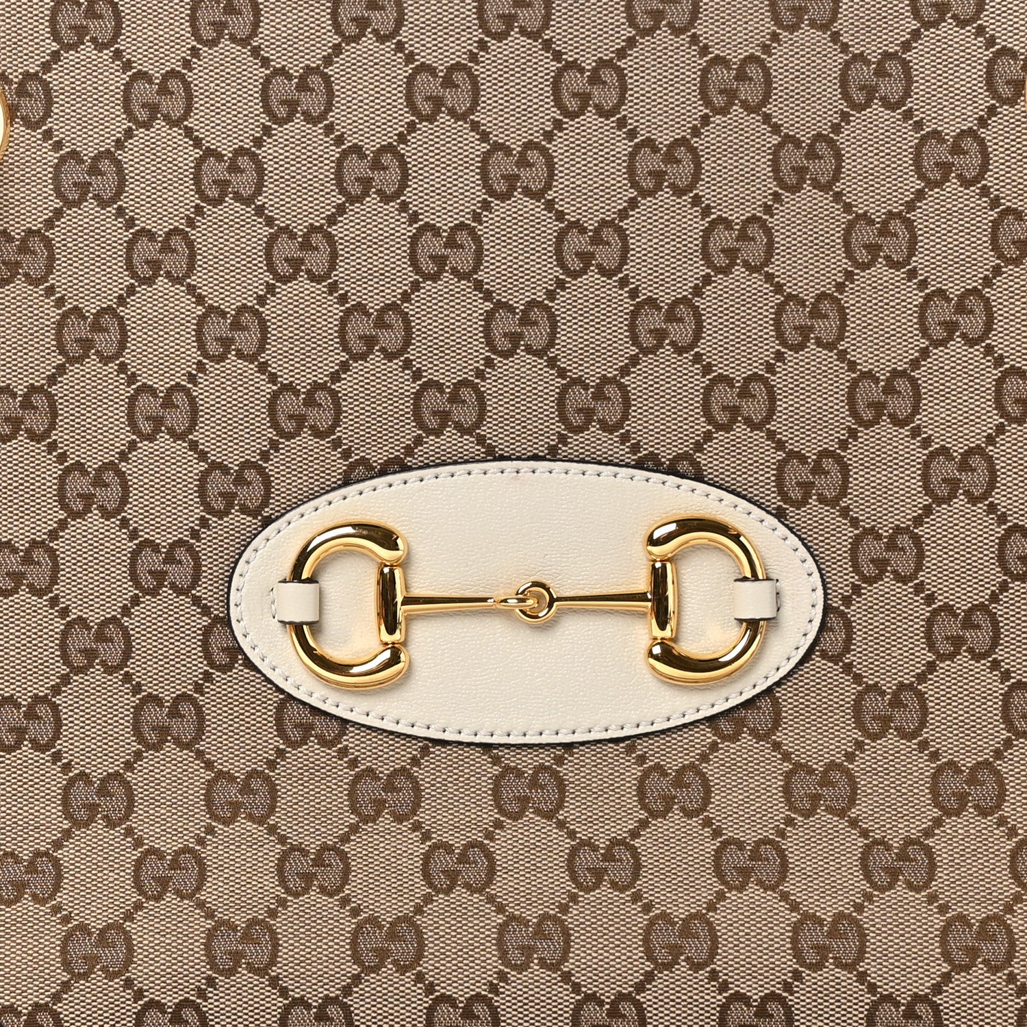 Gucci Monogram Calfskin Medium Horsebit 1955 Tote Bag Beige Mystic White 9 of 11