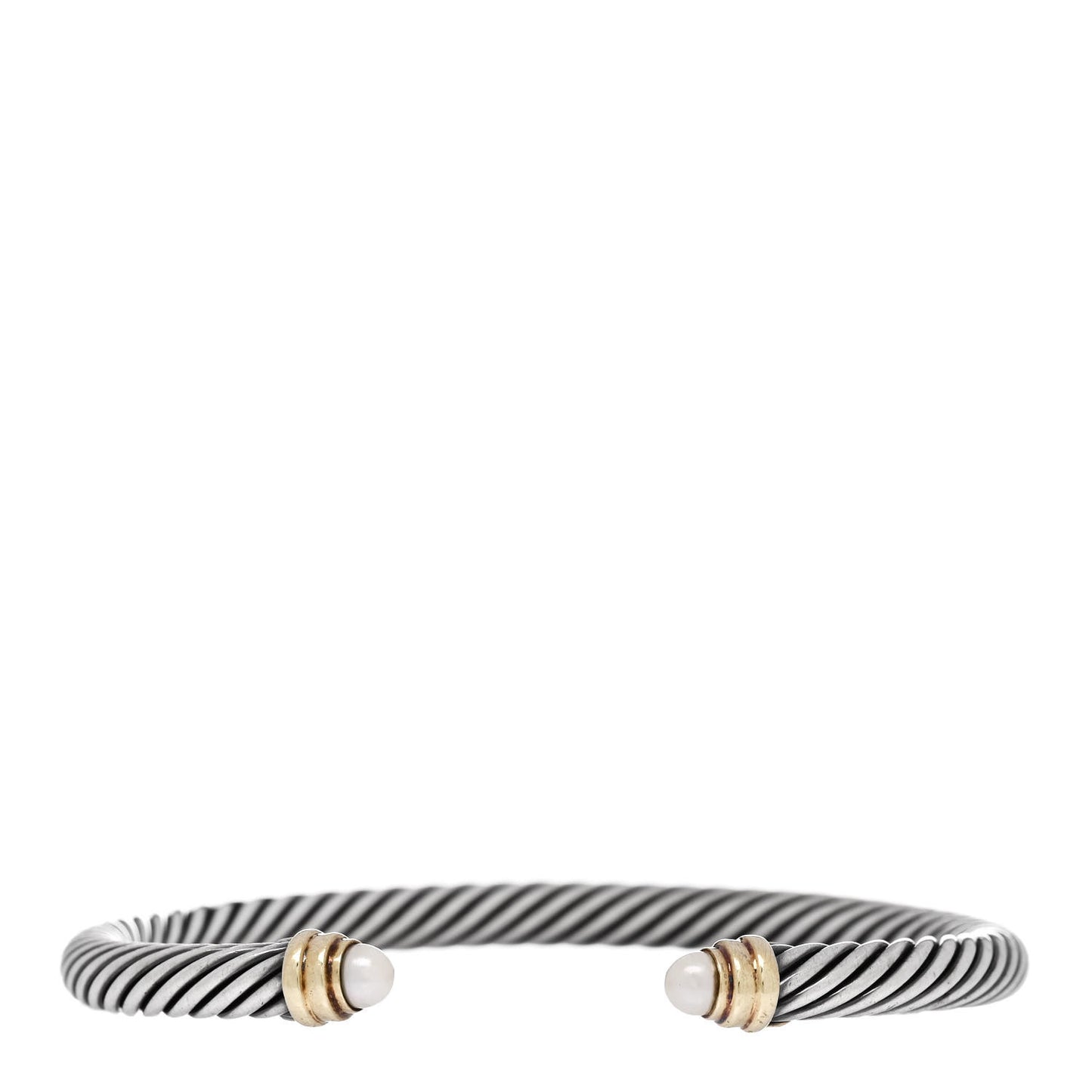 Sterling Silver 14K Yellow Gold Pearl 5mm Cable Classics Petite Bracelet