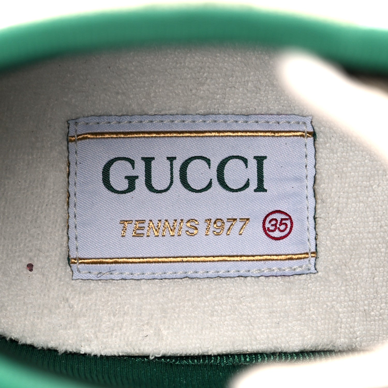 Gucci GG Monogram Web Mens 1977 Tennis High Top Sneakers 35 Beige Ebony Mystic White 7 of 7
