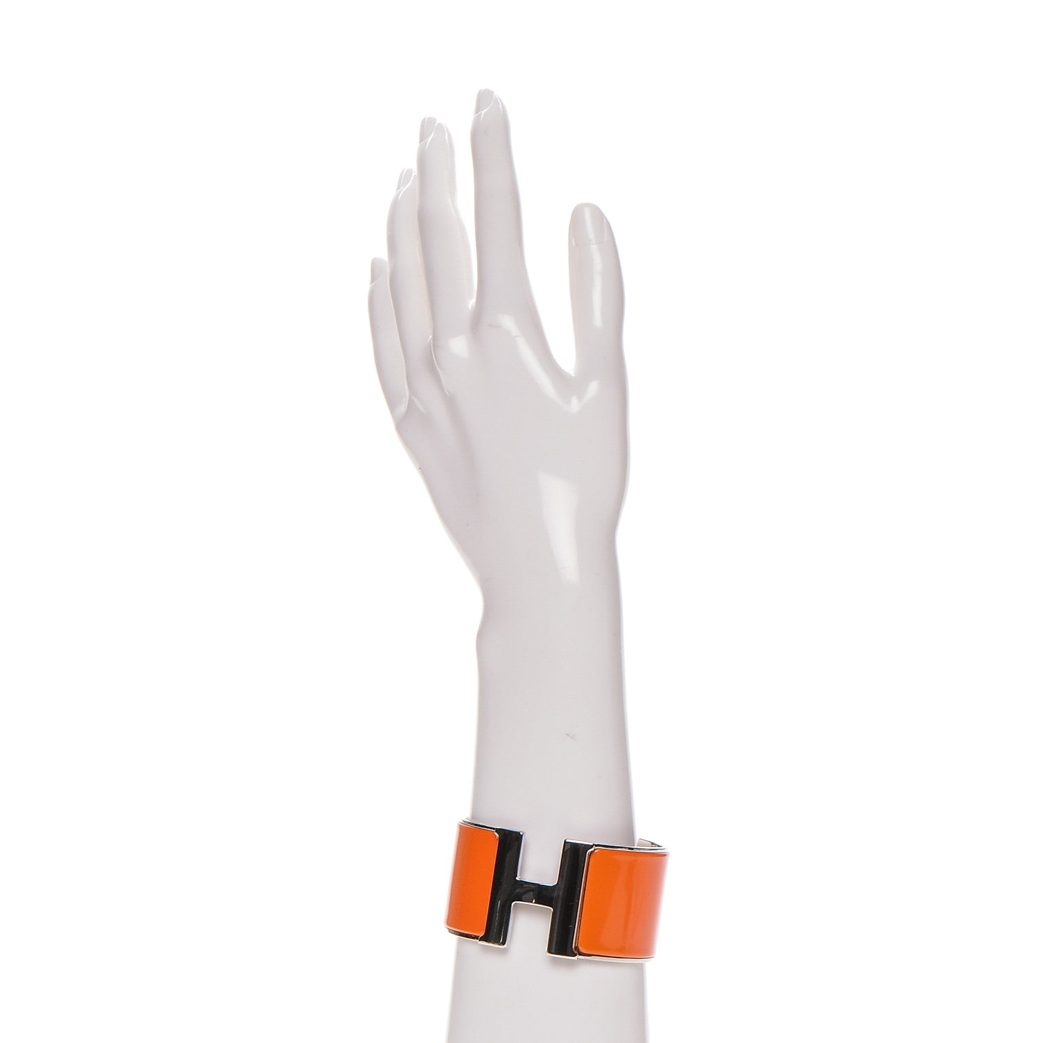 Hermes Enamel Clic Clac H Extra Wide Bracelet GM Orange 2 of 4