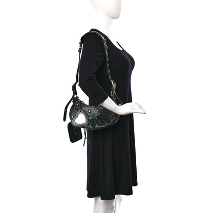 Balenciaga Extra Supple Calfskin Crocodile Embossed Le Cagole Shoulder Bag XS Forest Green 2 of 10