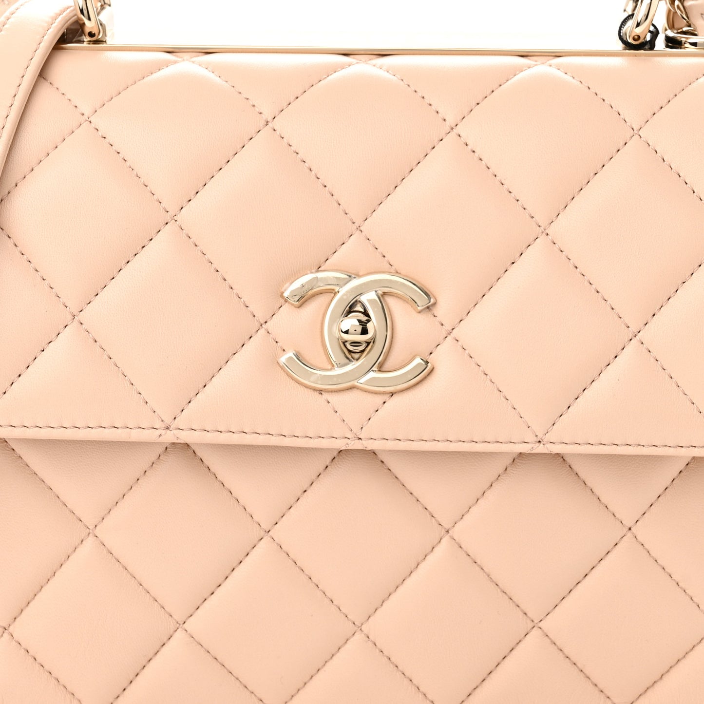 Lambskin Quilted Small Trendy CC Dual Handle Flap Bag Beige