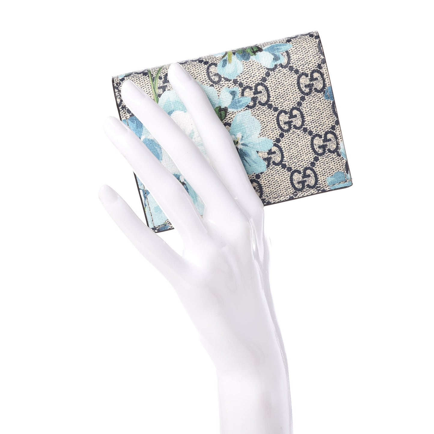 GG Supreme Monogram Blooms Card Case Wallet Beige Blue Navy Hibiscus Red