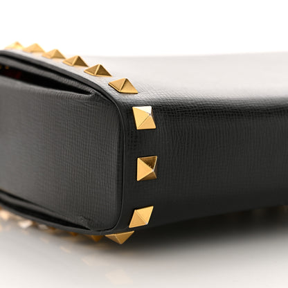 Valentino Garavani Grainy Calfskin Rockstud Alcove Box Clutch Black 8 of 10