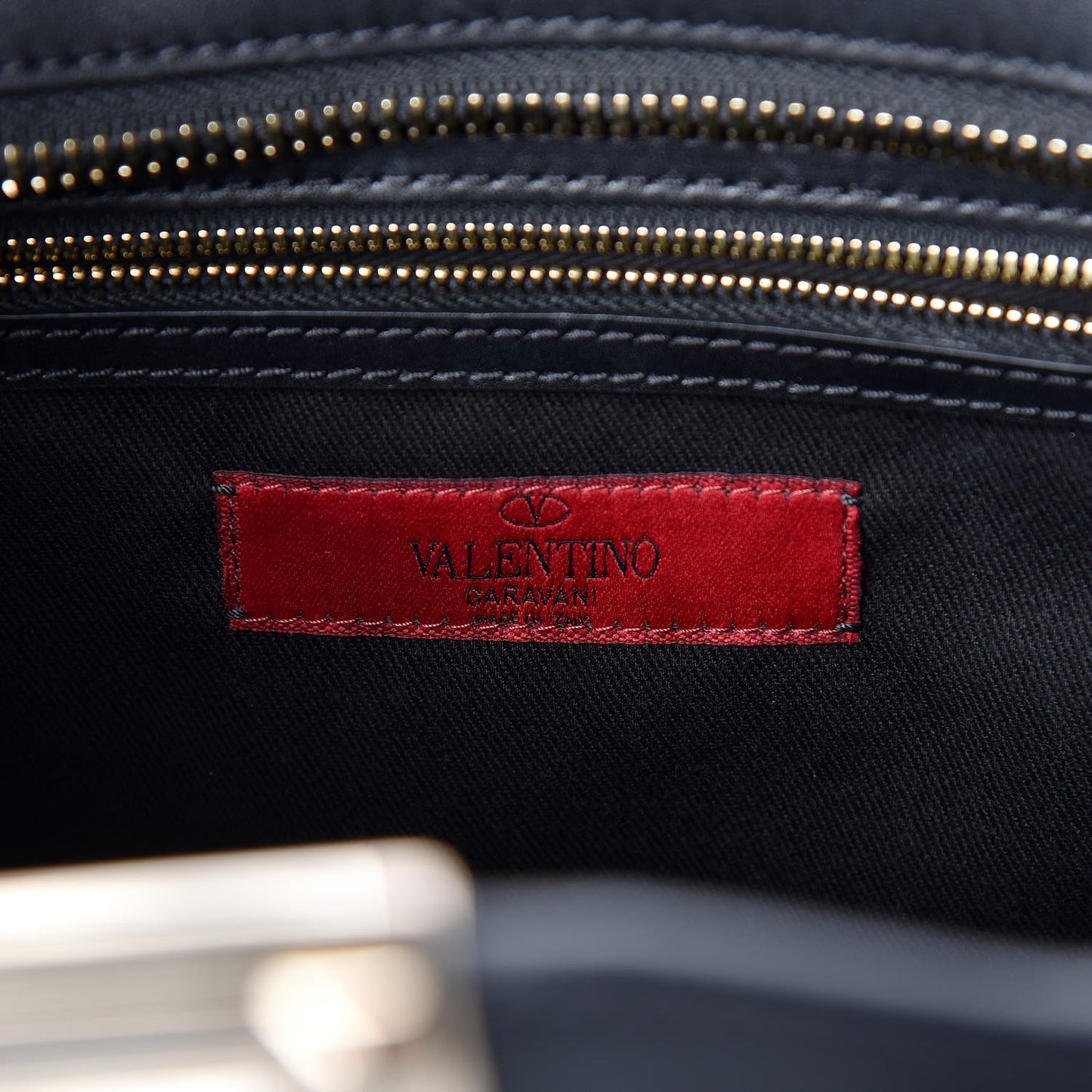 Vitello Rockstud Double Handle Tote Black