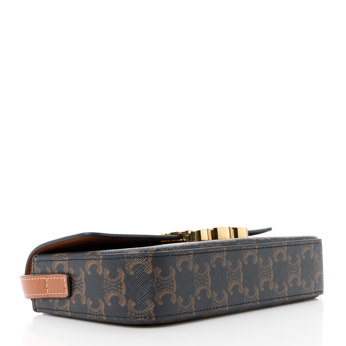 Canvas Calfskin Triomphe Shoulder Bag Tan
