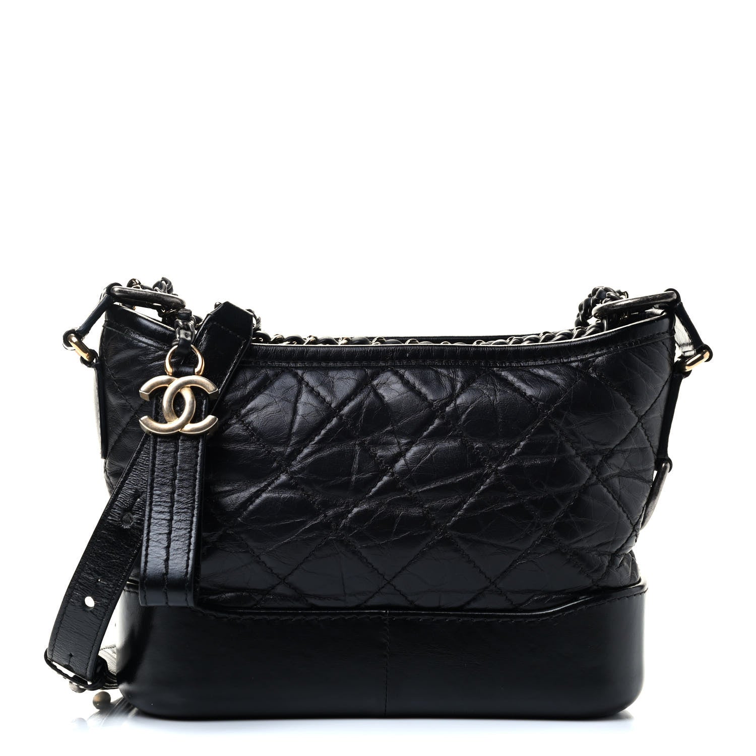 Chanel Aged Calfskin Quilted Small Gabrielle Hobo Black 1 of 8