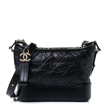 Chanel Aged Calfskin Quilted Small Gabrielle Hobo Black 1 of 8
