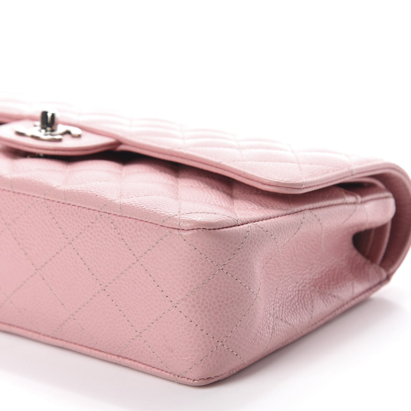 Caviar Quilted Medium Double Flap Pink