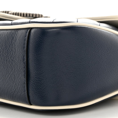 Gucci Vintage Effect Calfskin Matelasse Diagonal Small Torchon GG Marmont Shoulder Bag Blue Agata Mystic White 10 of 10