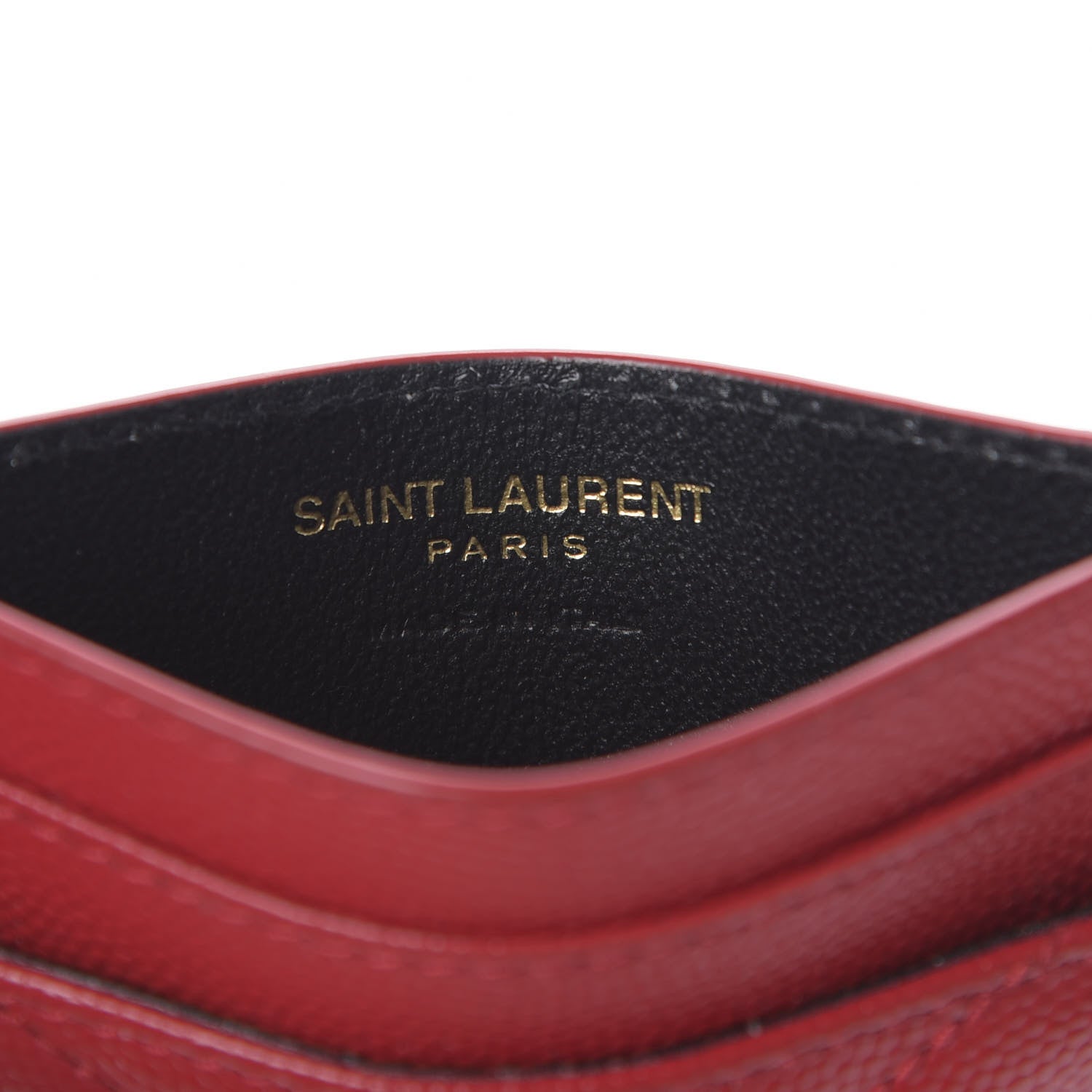 Saint Laurent Grain De Poudre Matelasse Chevron Monogram Credit Card Case Rouge Eros 6 of 7