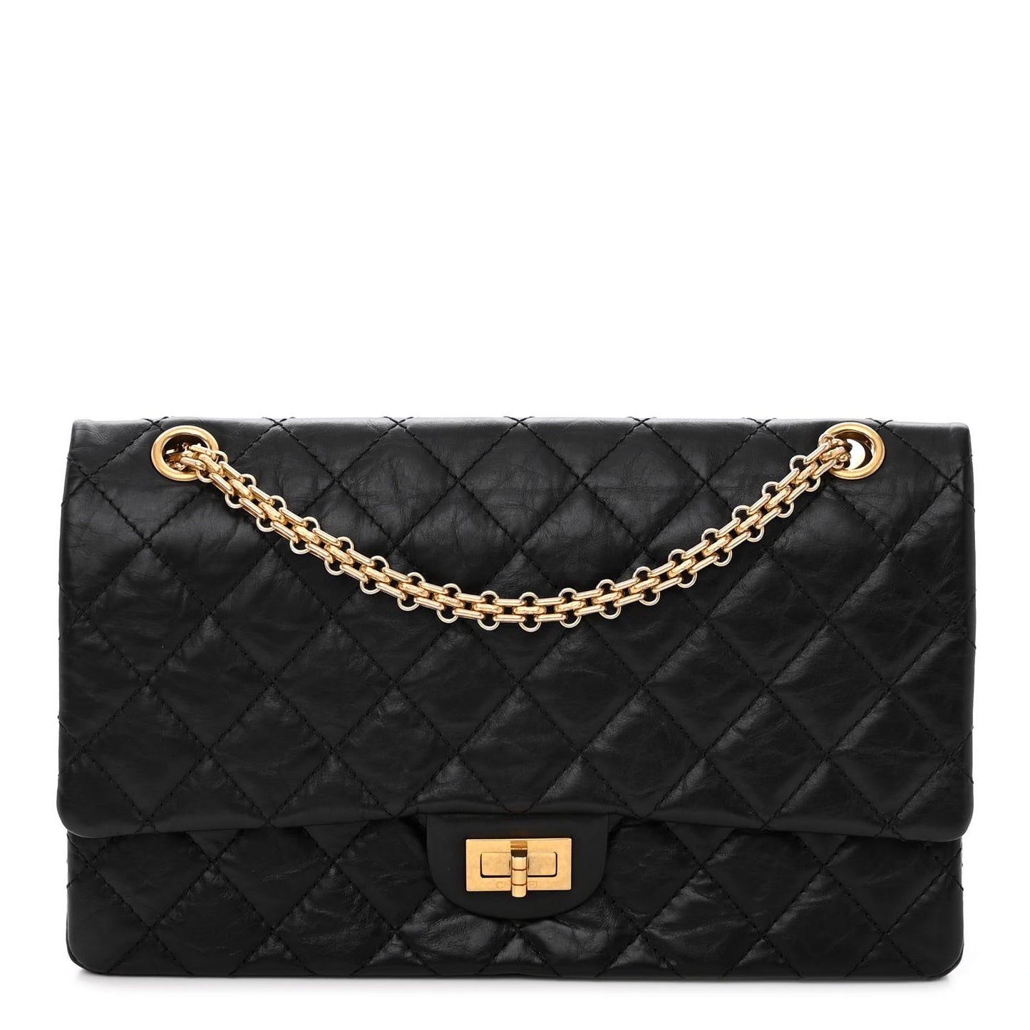 Aged Calfskin Quilted 2.55 Reissue 226 Flap Black