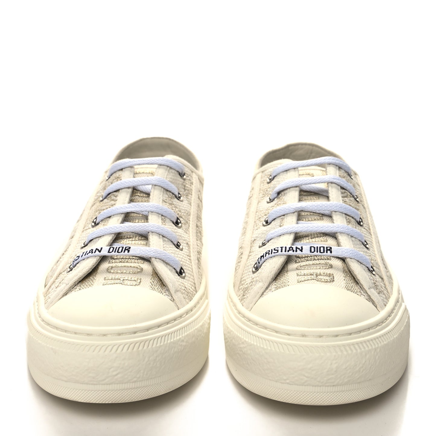Canvas Embroidered Jardin D'Hiver Womens Walk'N'Dior Low Top Sneakers 39 White Gold