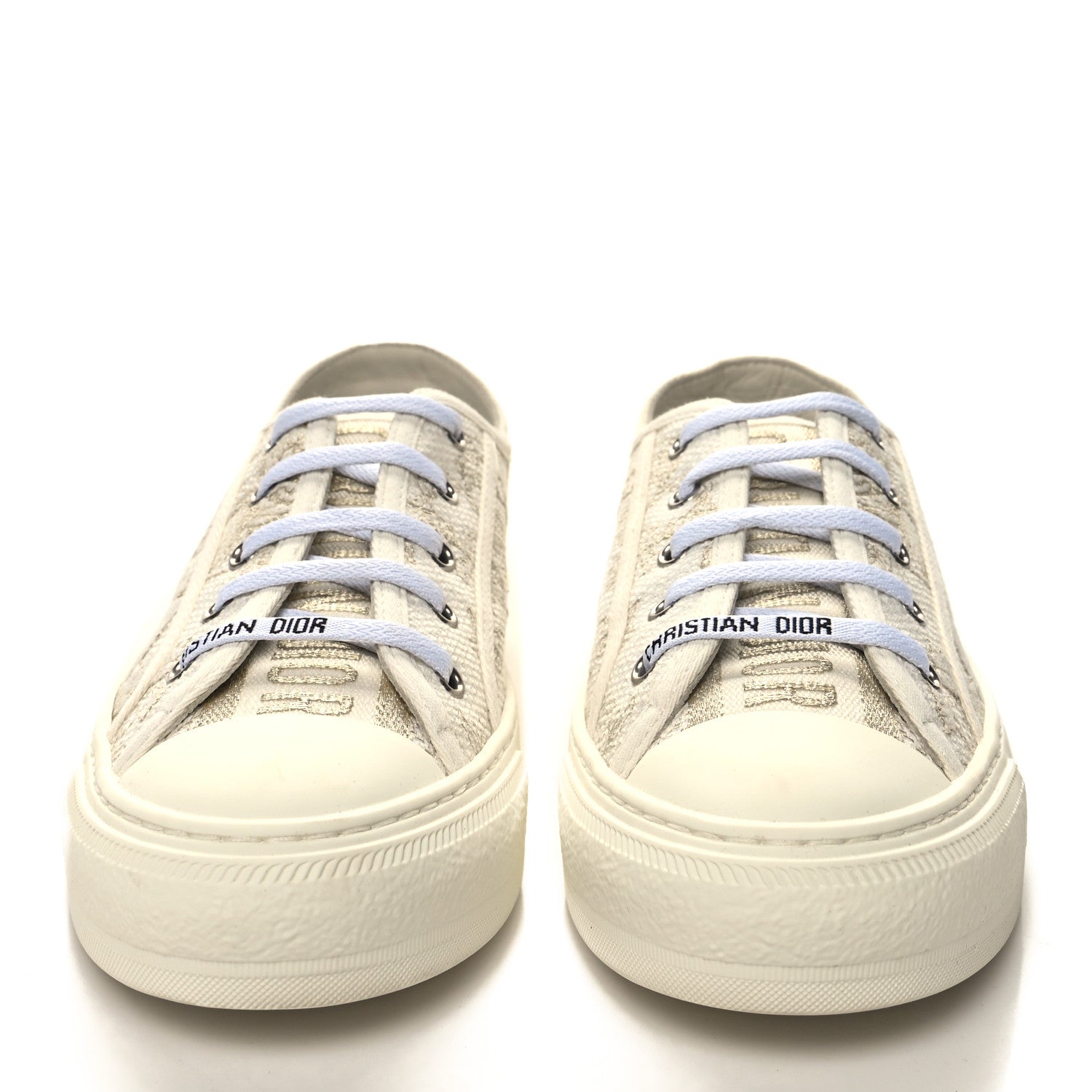 Christian Dior Canvas Embroidered Jardin D'Hiver Womens Walk'N'Dior Low Top Sneakers 39 White Gold 2 of 8