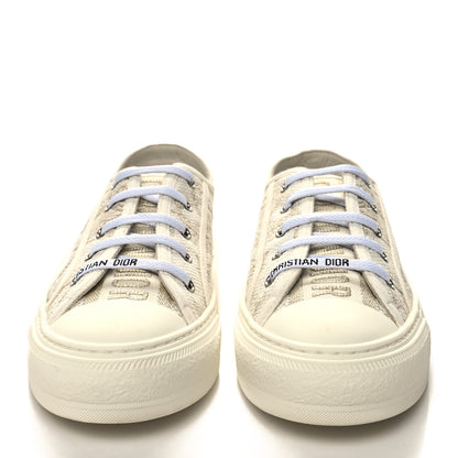 Christian Dior Canvas Embroidered Jardin D'Hiver Womens Walk'N'Dior Low Top Sneakers 39 White Gold 2 of 8